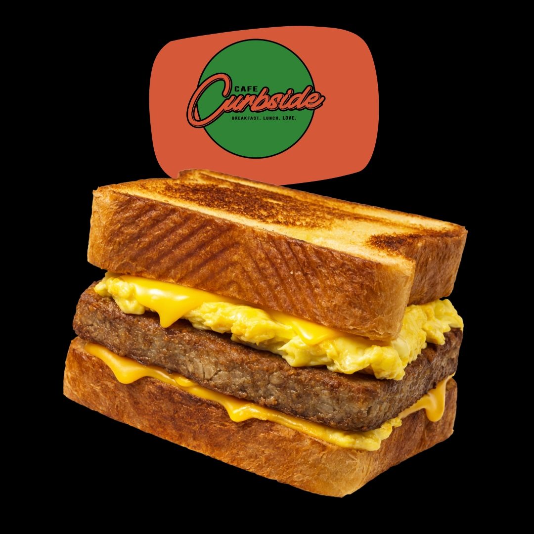 Scrapple (Pork), Egg & Cheese Drop Sandwich.