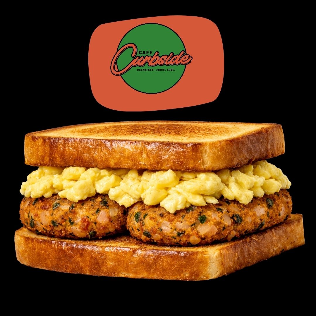 Salmon Cake Egg & Cheese Drop Sandwich.