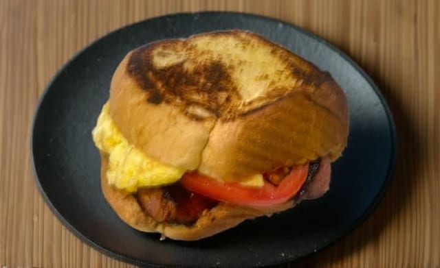 Sausage (Beef), Egg & Cheese Drop Sandwich.